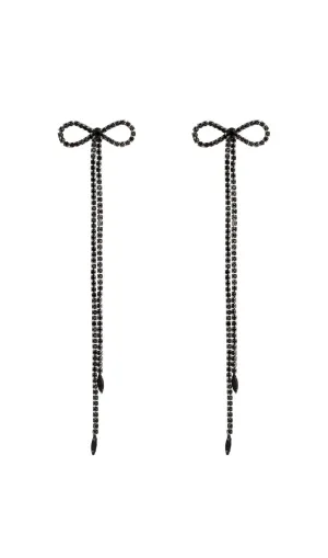 RHINESTONE BOW LONG CHAIN EARRINGS Gloria Lanvin