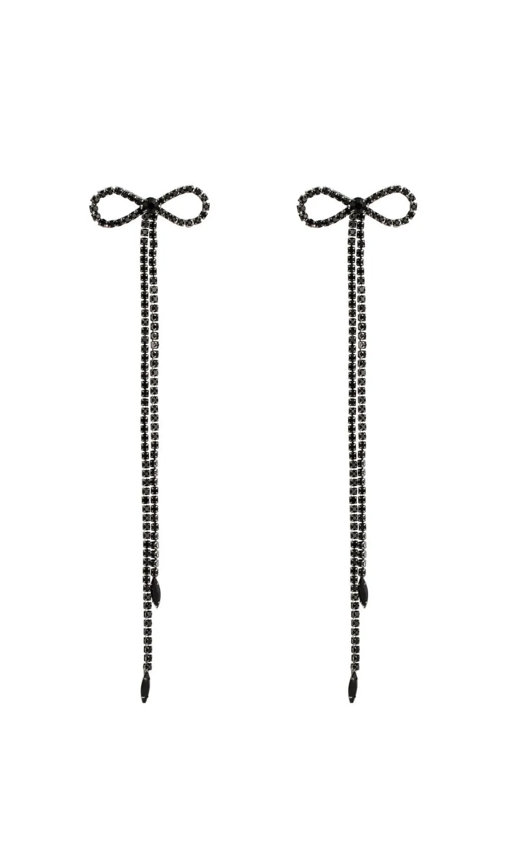 RHINESTONE BOW LONG CHAIN EARRINGS Gloria Lanvin