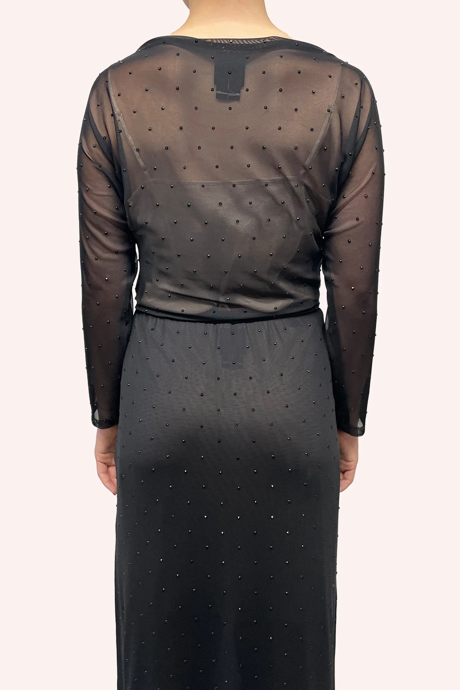Rhinestone Mesh Gathered Top Annasui