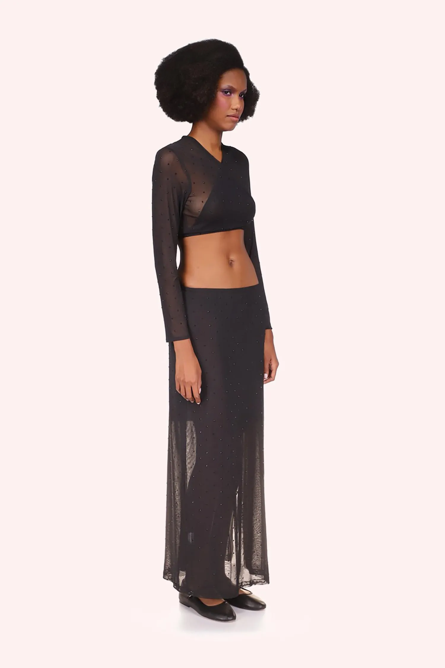 Rhinestone Mesh Tie Top Annasui