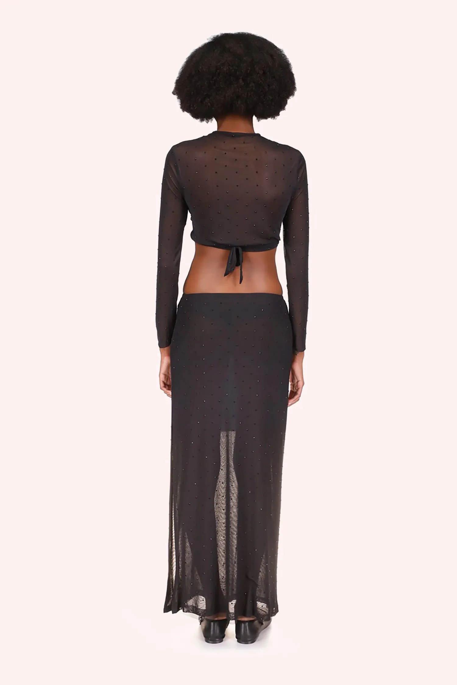 Rhinestone Mesh Tie Top Annasui