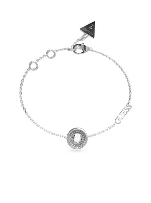 Rhodium Solitaire Crystal Logo Bracelet Guess