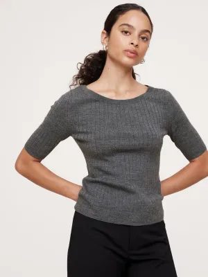 Ribbed Merino Scoop-Neck Sweater Banana Republic