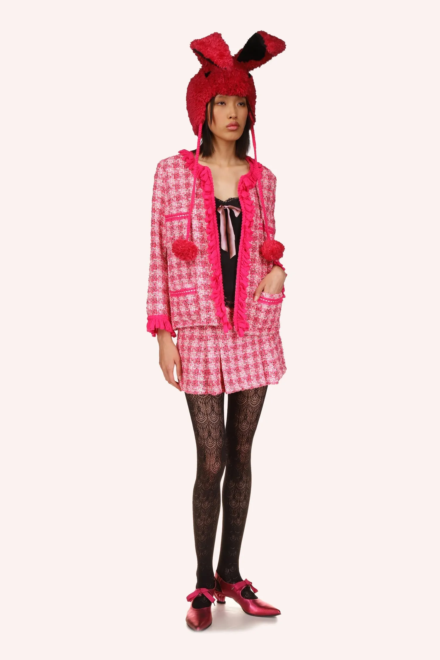 Ribbon Chenille Tweed Jacket Annasui