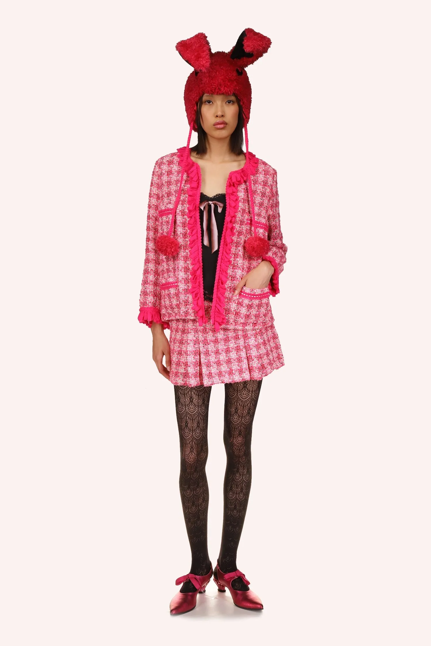 Ribbon Chenille Tweed Jacket Annasui