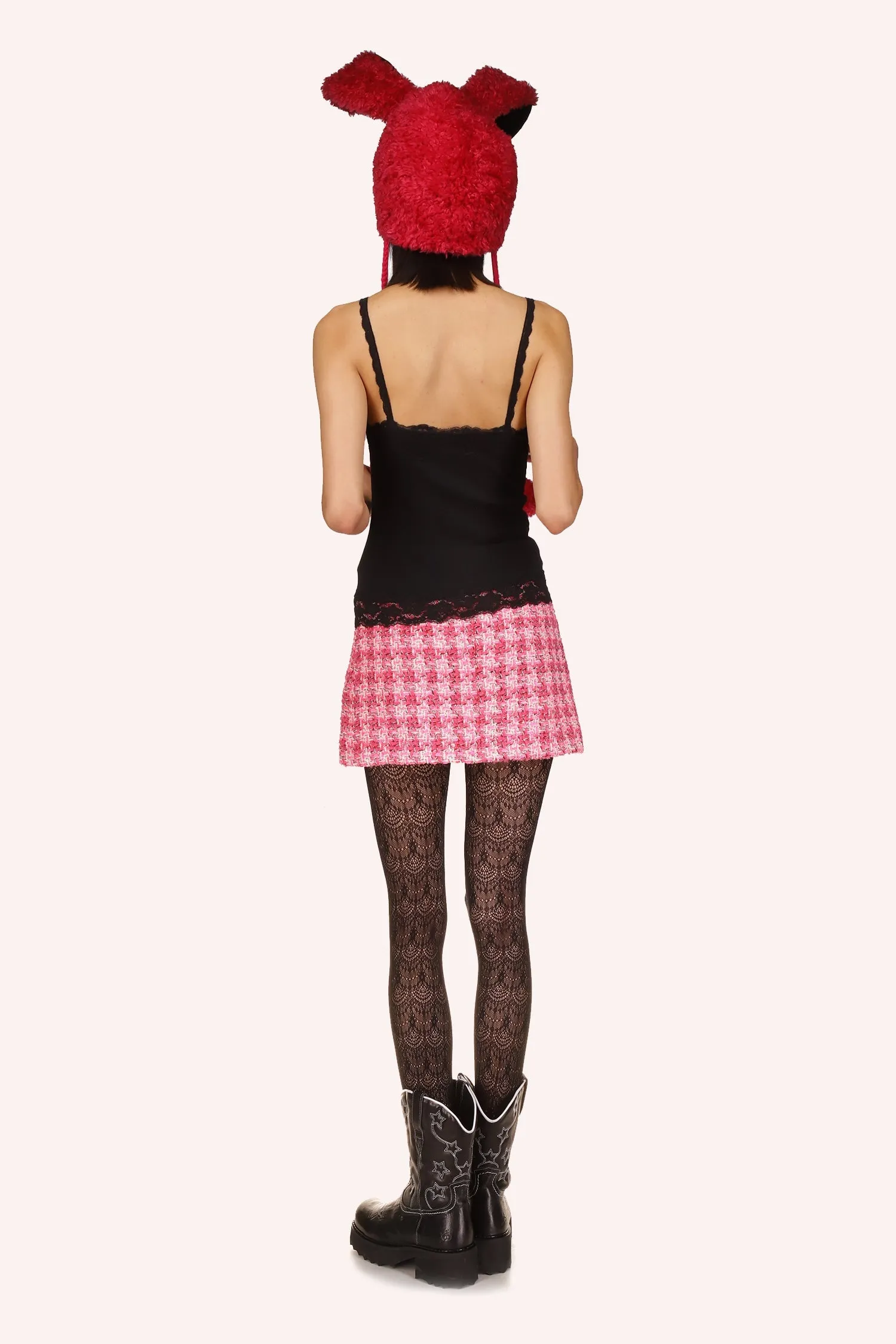 Ribbon Chenille Tweed Pleated Skirt Annasui