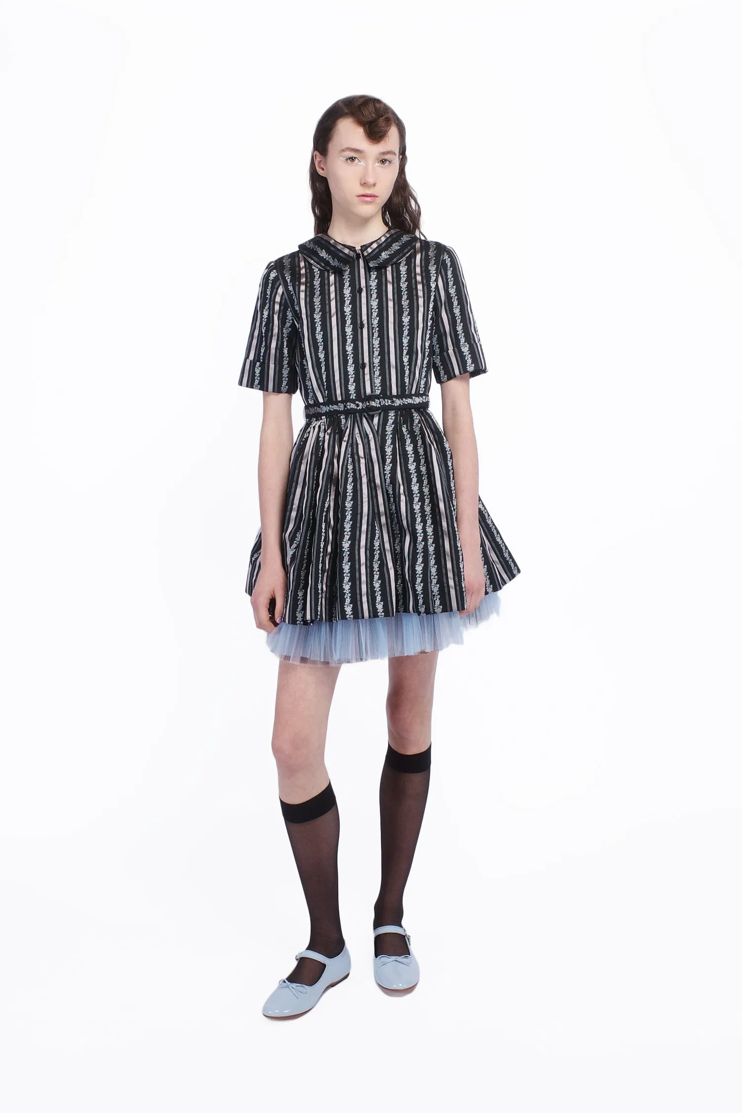Ribbon Roses Belted Mini Dress Annasui