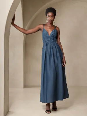 Rosalia Cotton-Silk Maxi Dress Banana Republic