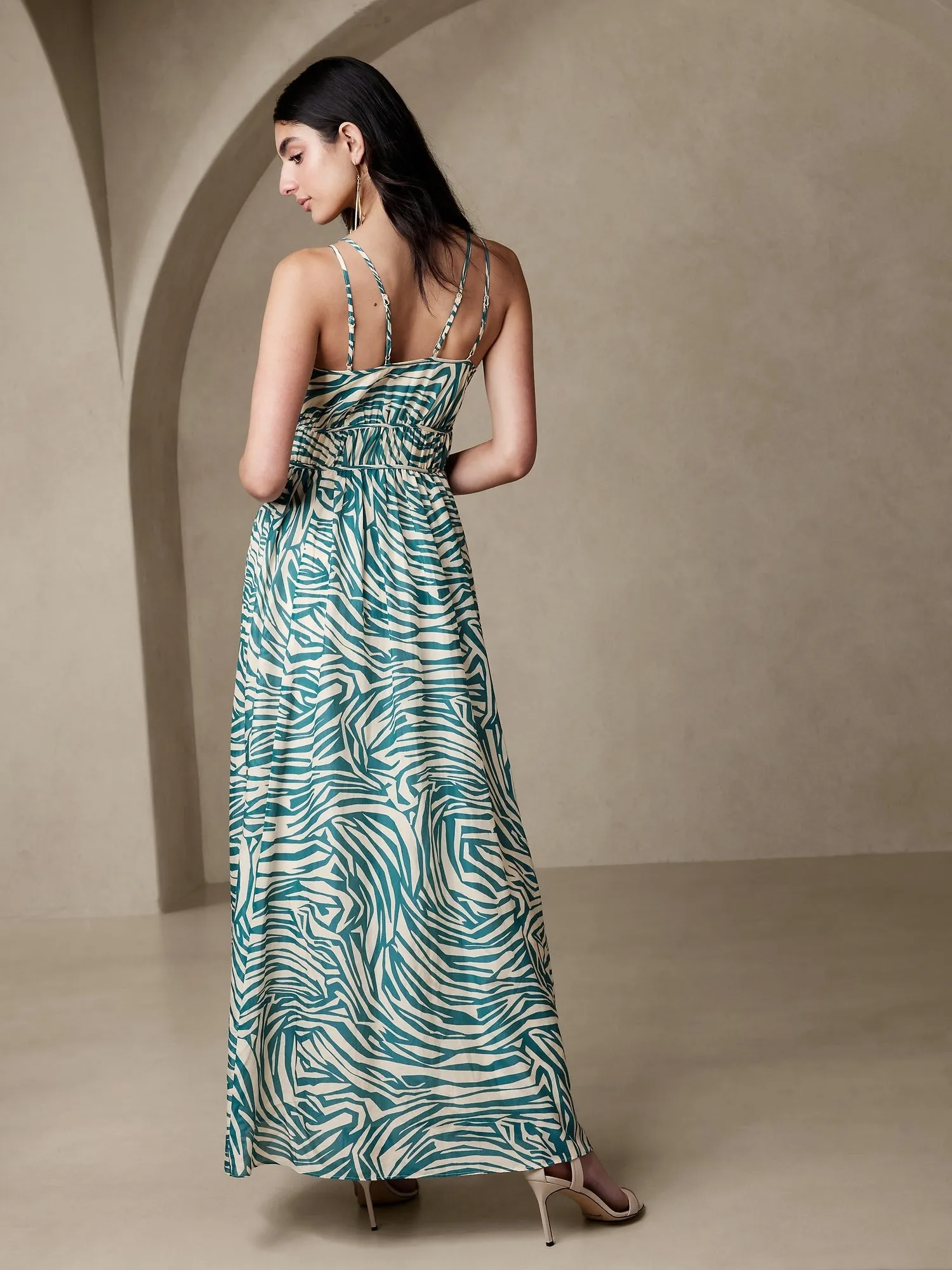 Rosalia Cotton-Silk Maxi Dress Banana Republic