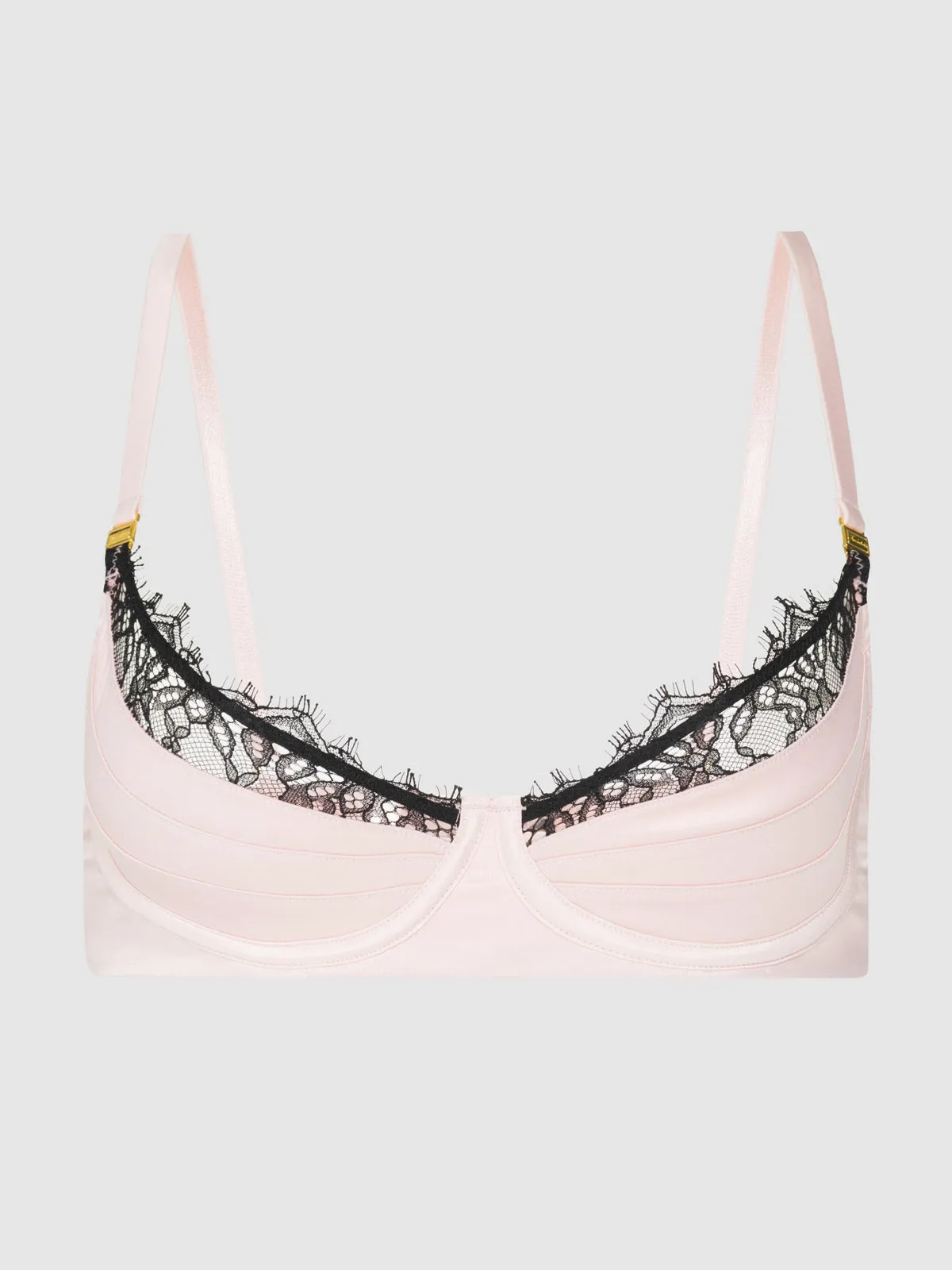 Rosalind Satin Half Cup With Lace Trim Bra by Frederick's of Hollywood