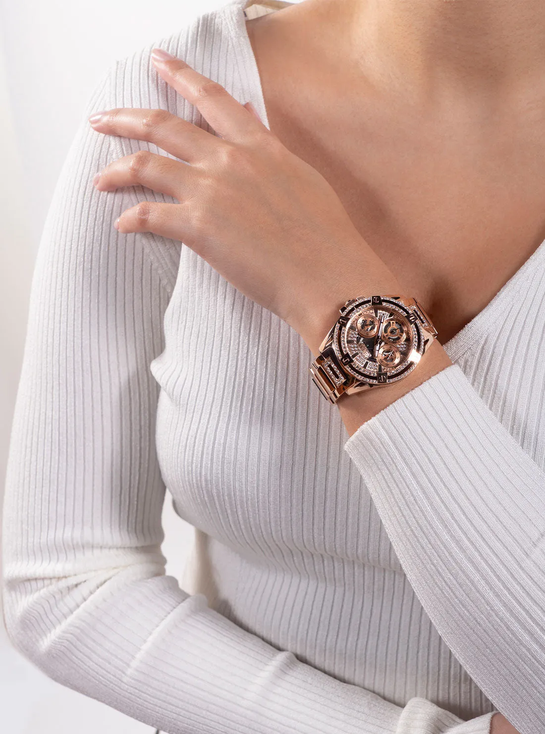 Rose Gold Crystal Queen Watch Guess