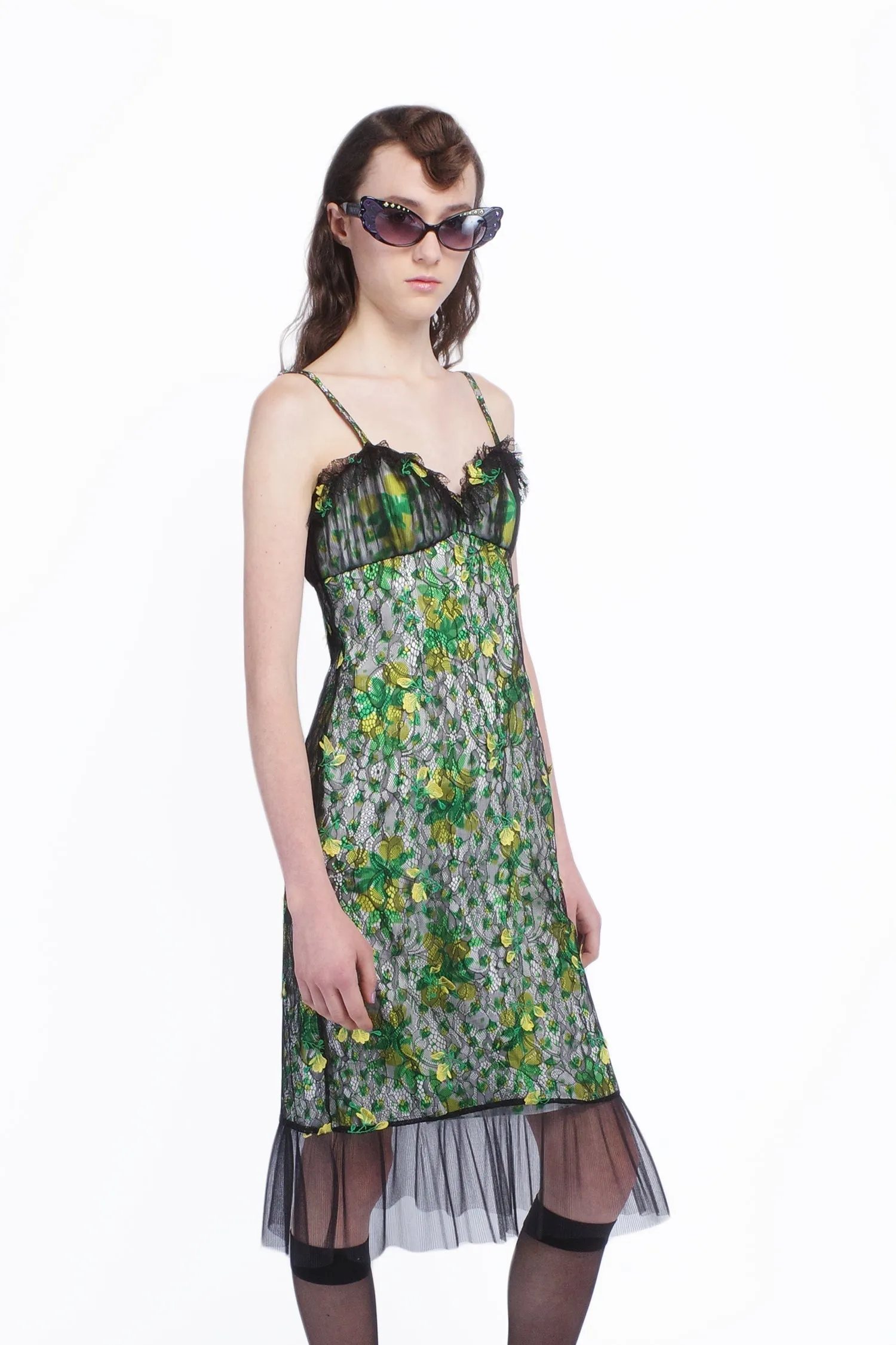 Rosebuds Lace Combo Slip Dress Annasui