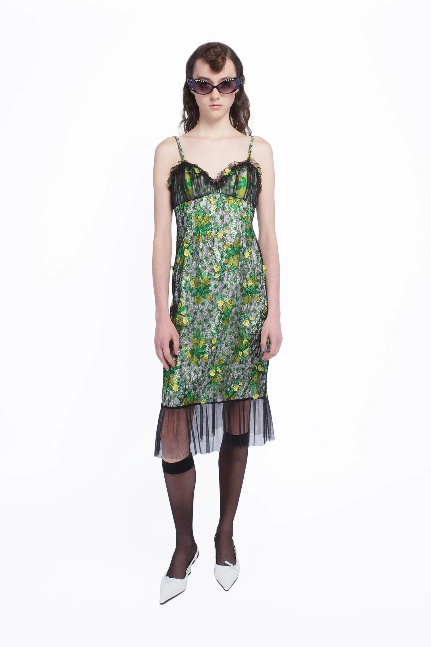 Rosebuds Lace Combo Slip Dress Annasui