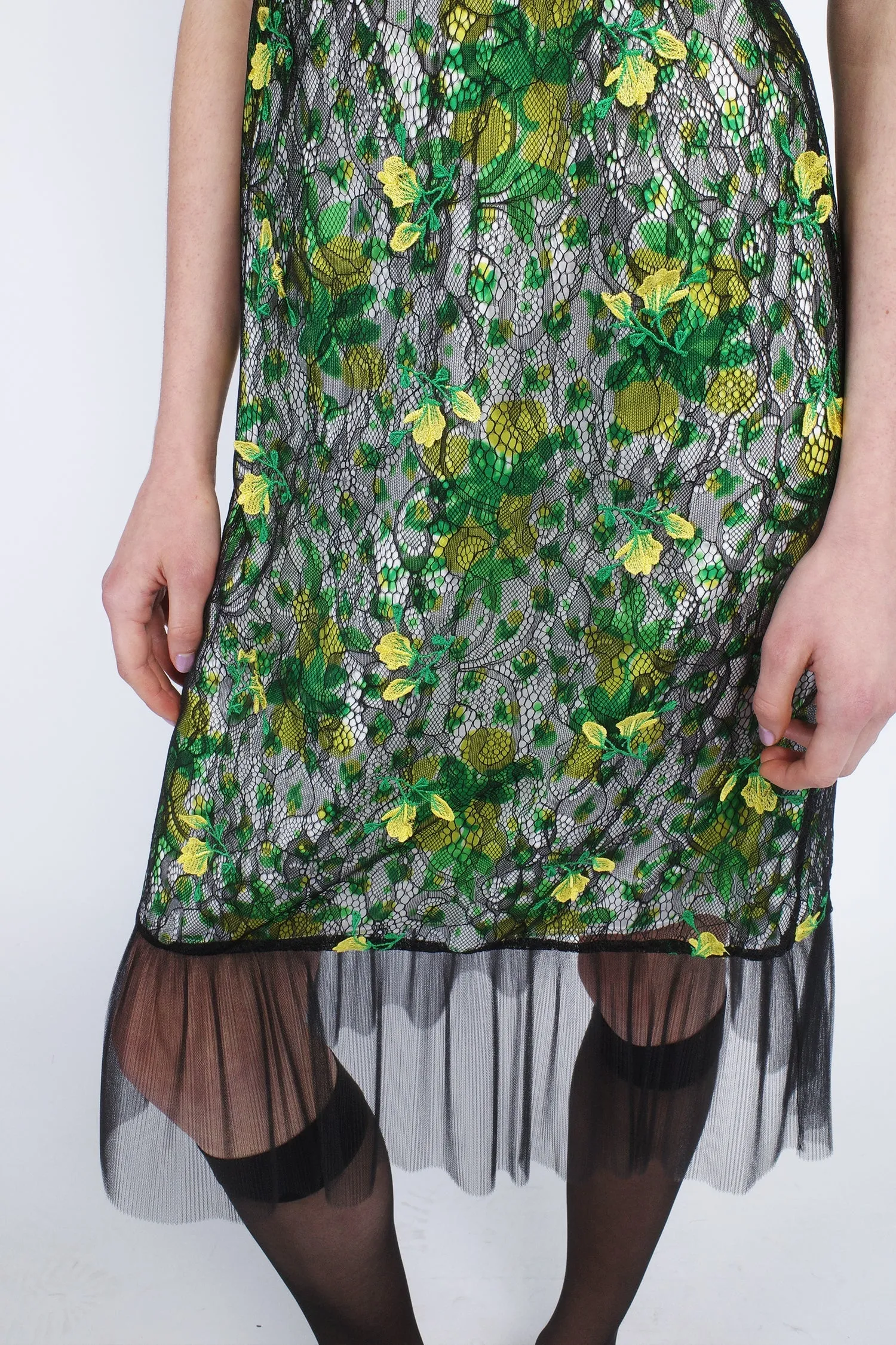 Rosebuds Lace Combo Slip Dress Annasui