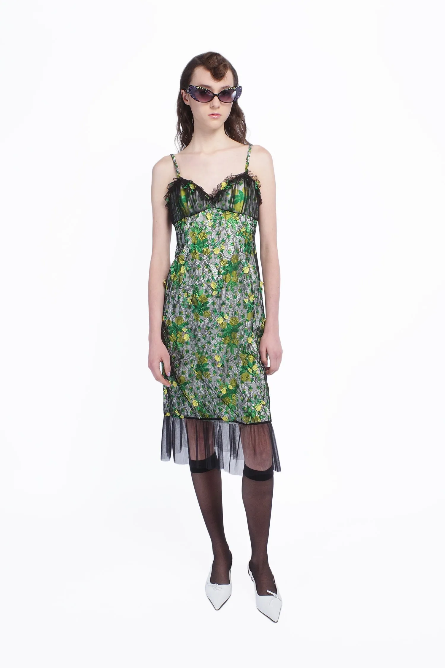 Rosebuds Lace Combo Slip Dress Annasui