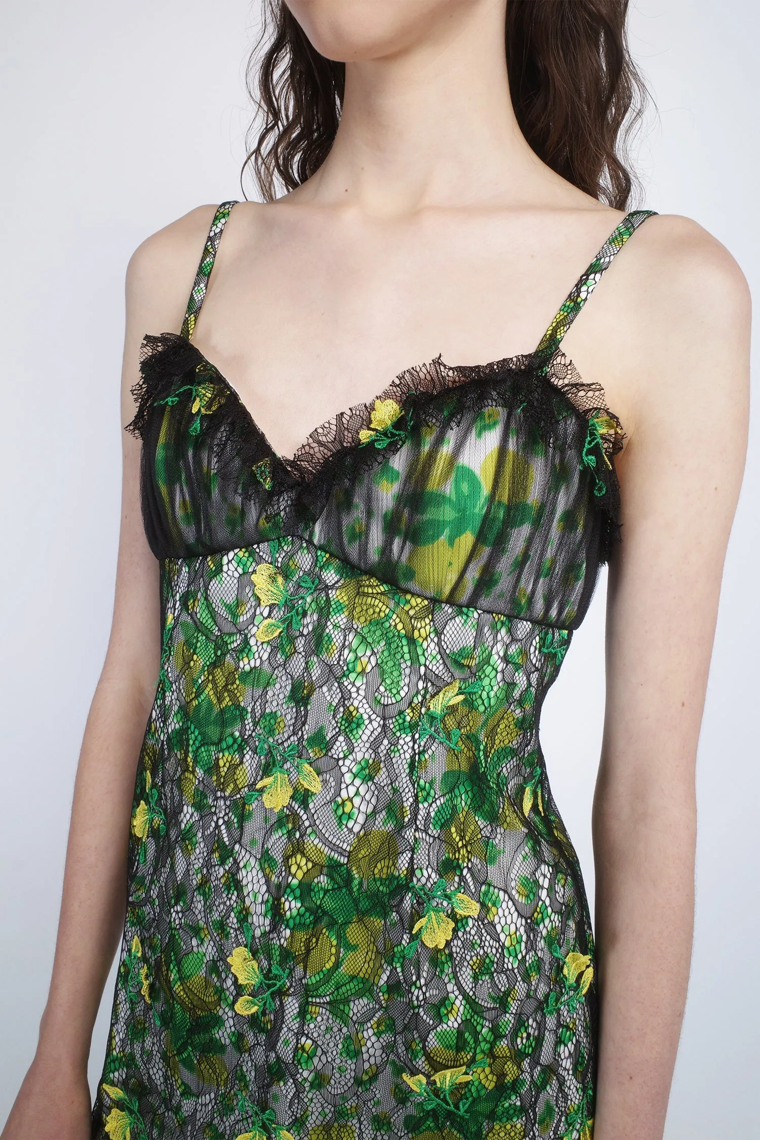 Rosebuds Lace Combo Slip Dress Annasui