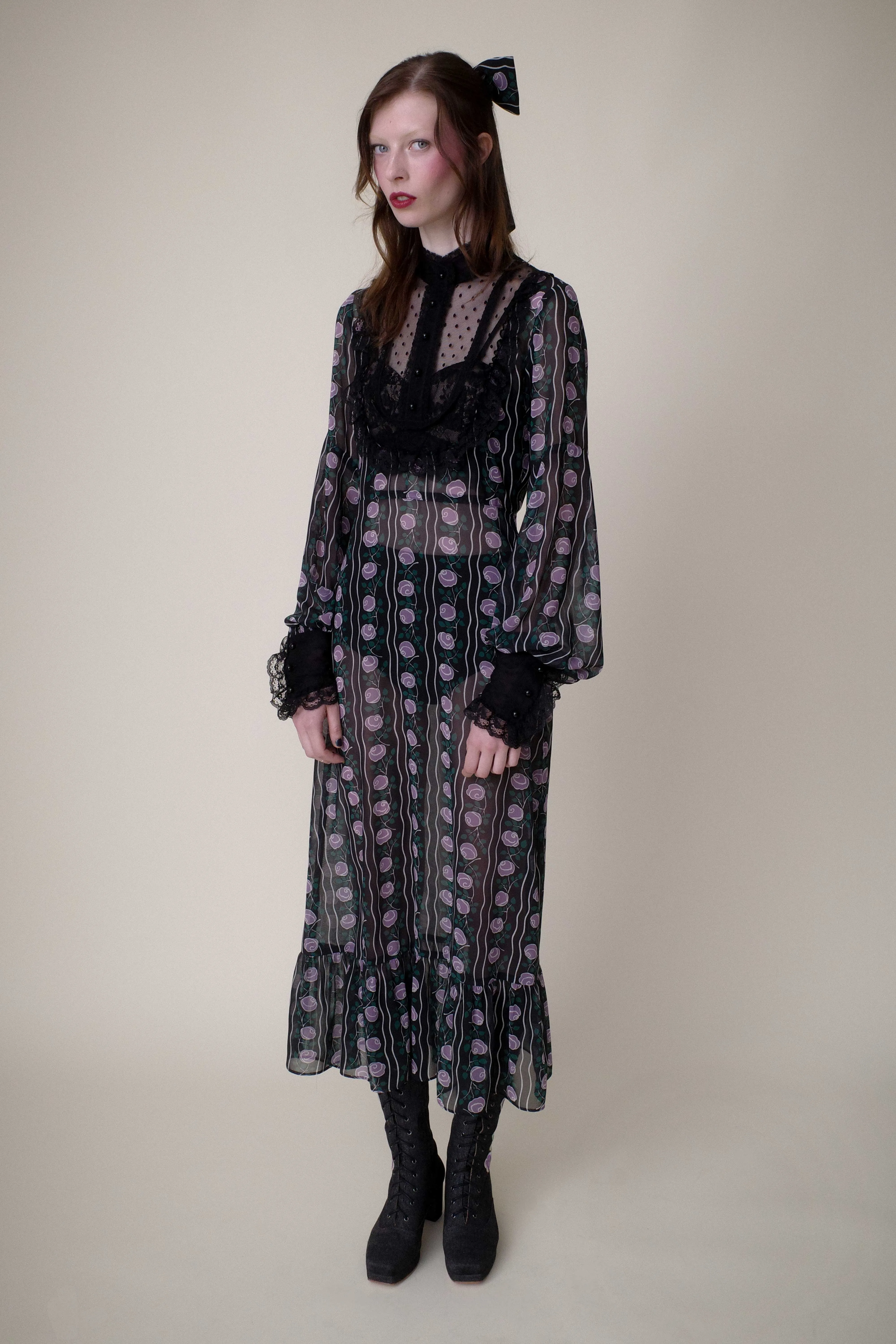 Rosetti Chiffon Victorian Bib Dress Annasui