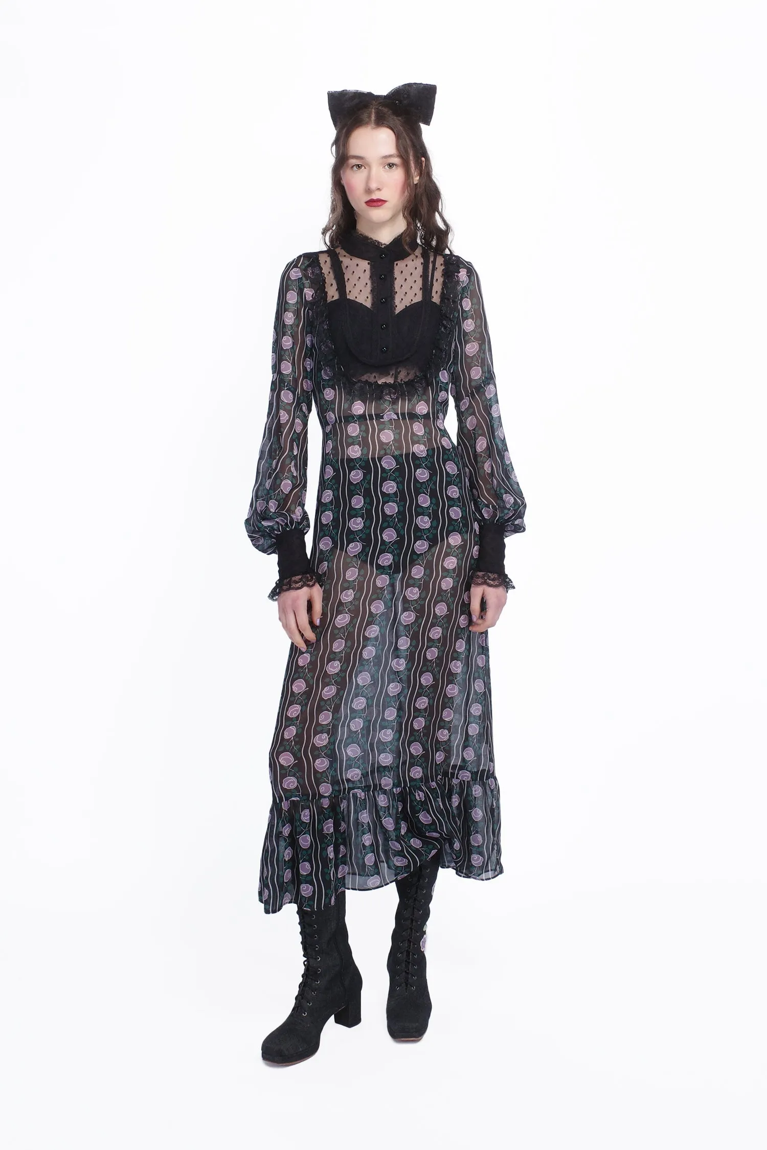Rosetti Chiffon Victorian Bib Dress Annasui