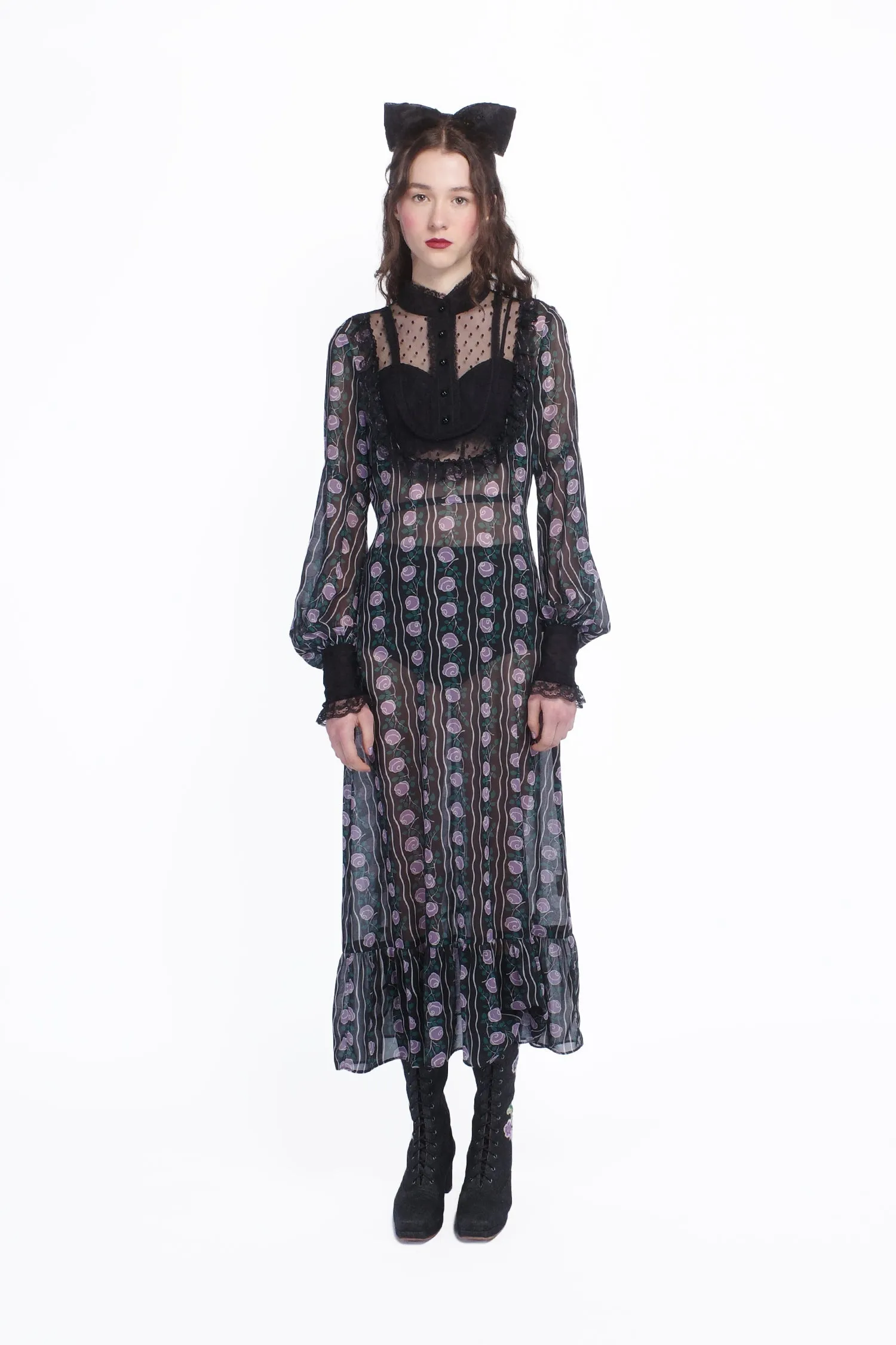 Rosetti Chiffon Victorian Bib Dress Annasui