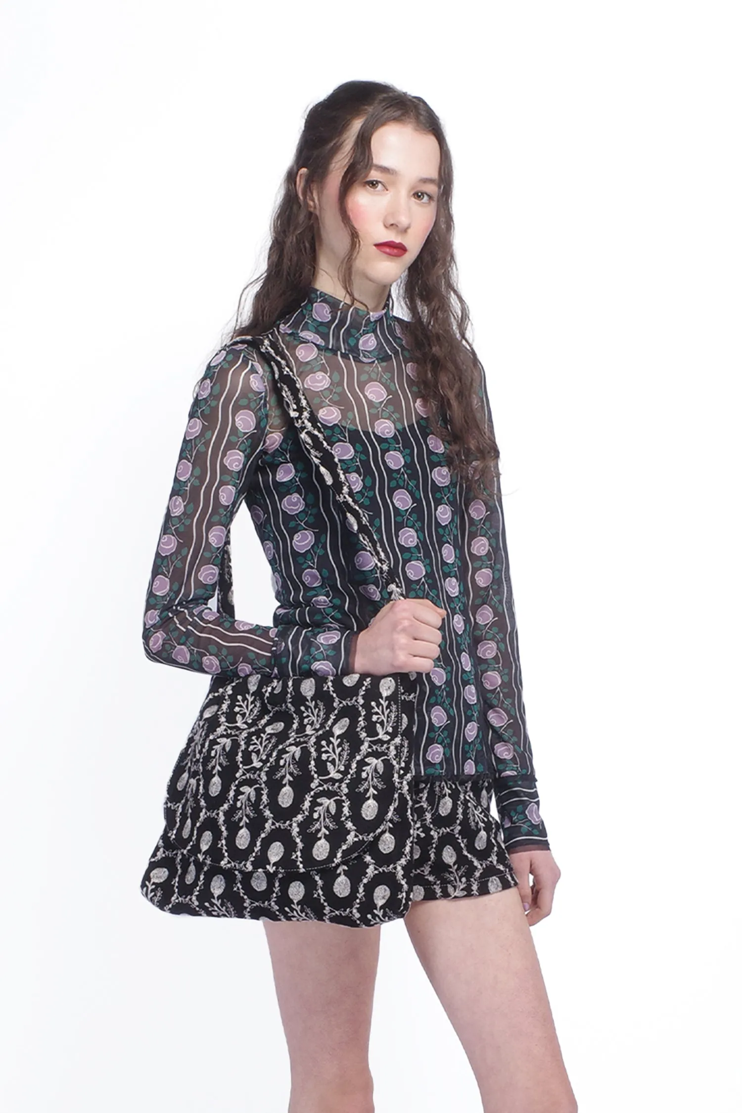Rosetti Mesh Turtleneck Top Annasui