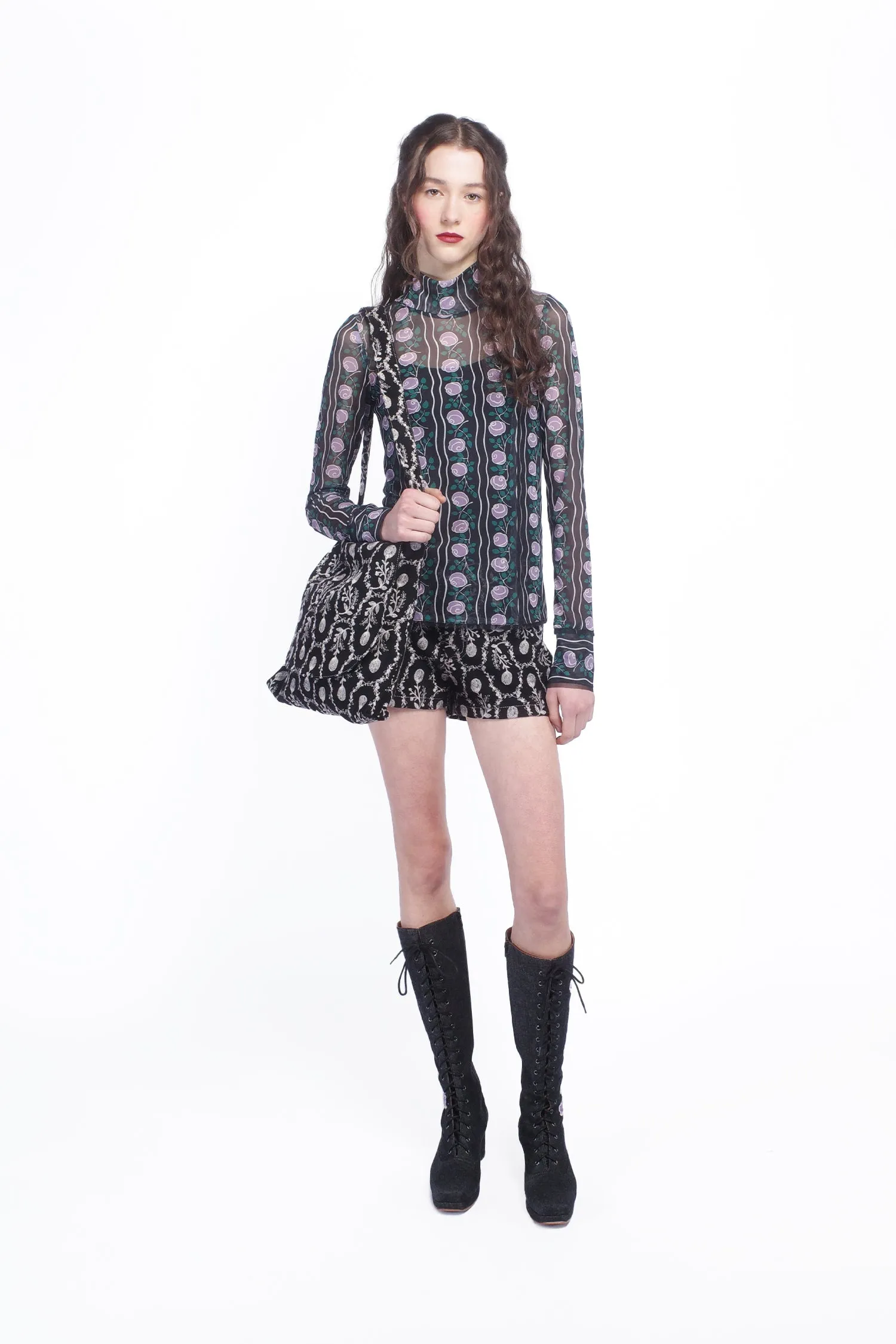 Rosetti Mesh Turtleneck Top Annasui