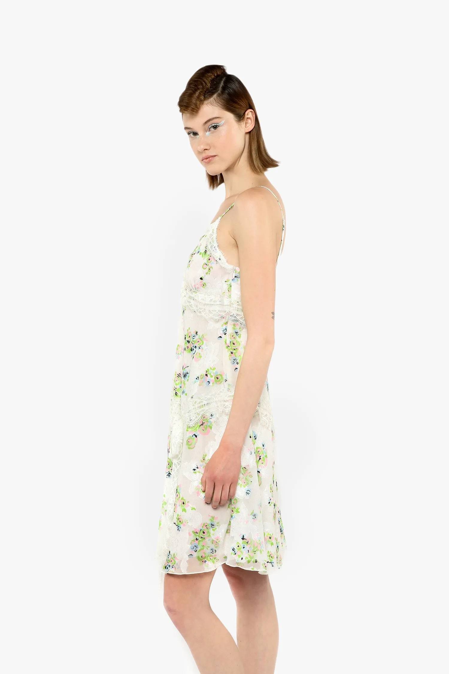 Rosies Posies Chiffon Romantic Lace Slip Dress Annasui