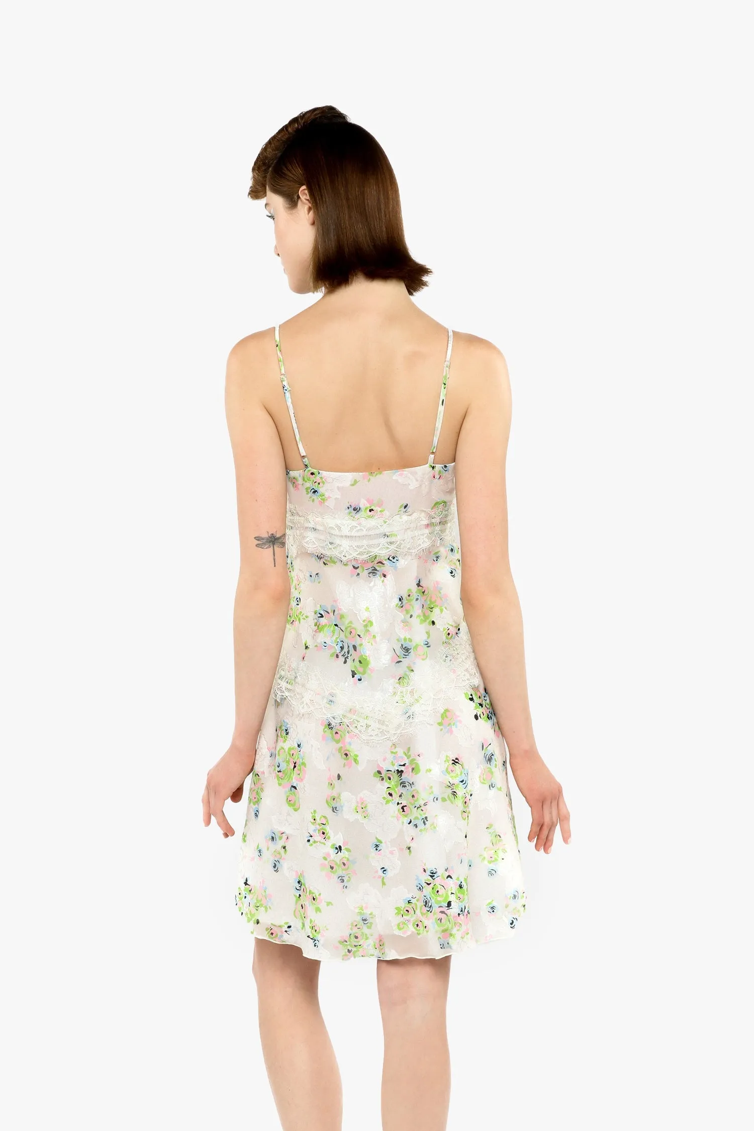 Rosies Posies Chiffon Romantic Lace Slip Dress Annasui