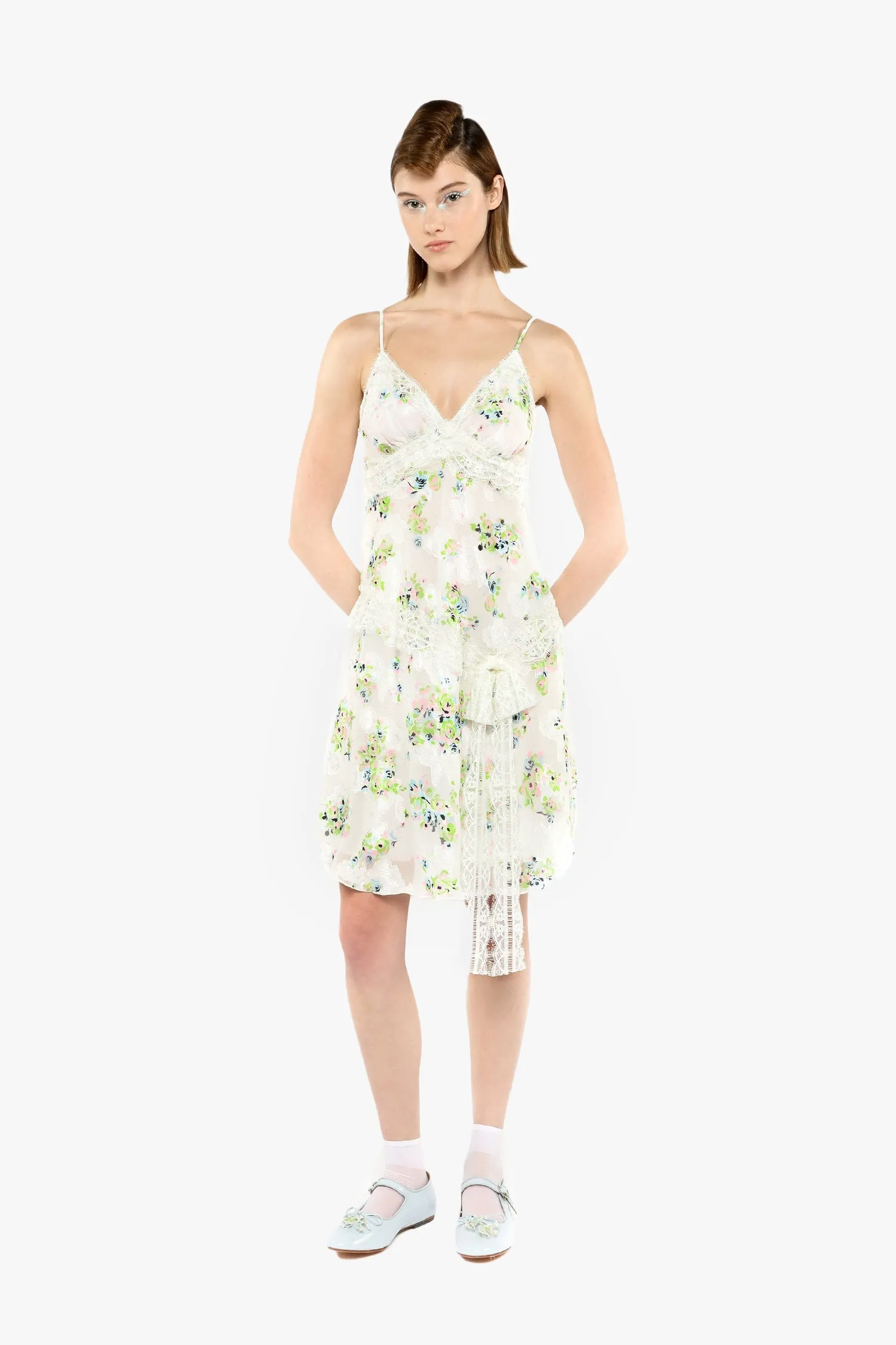 Rosies Posies Chiffon Romantic Lace Slip Dress Annasui