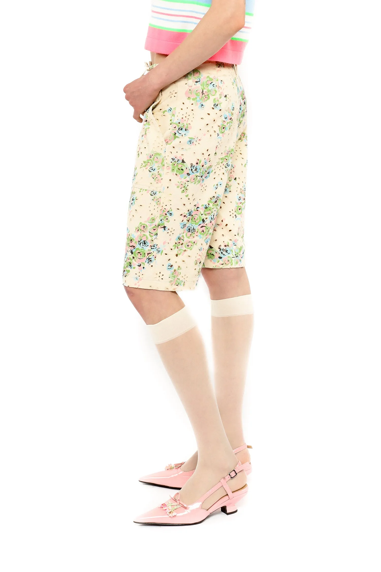Rosies Posies Eyelet Bermuda Shorts Annasui