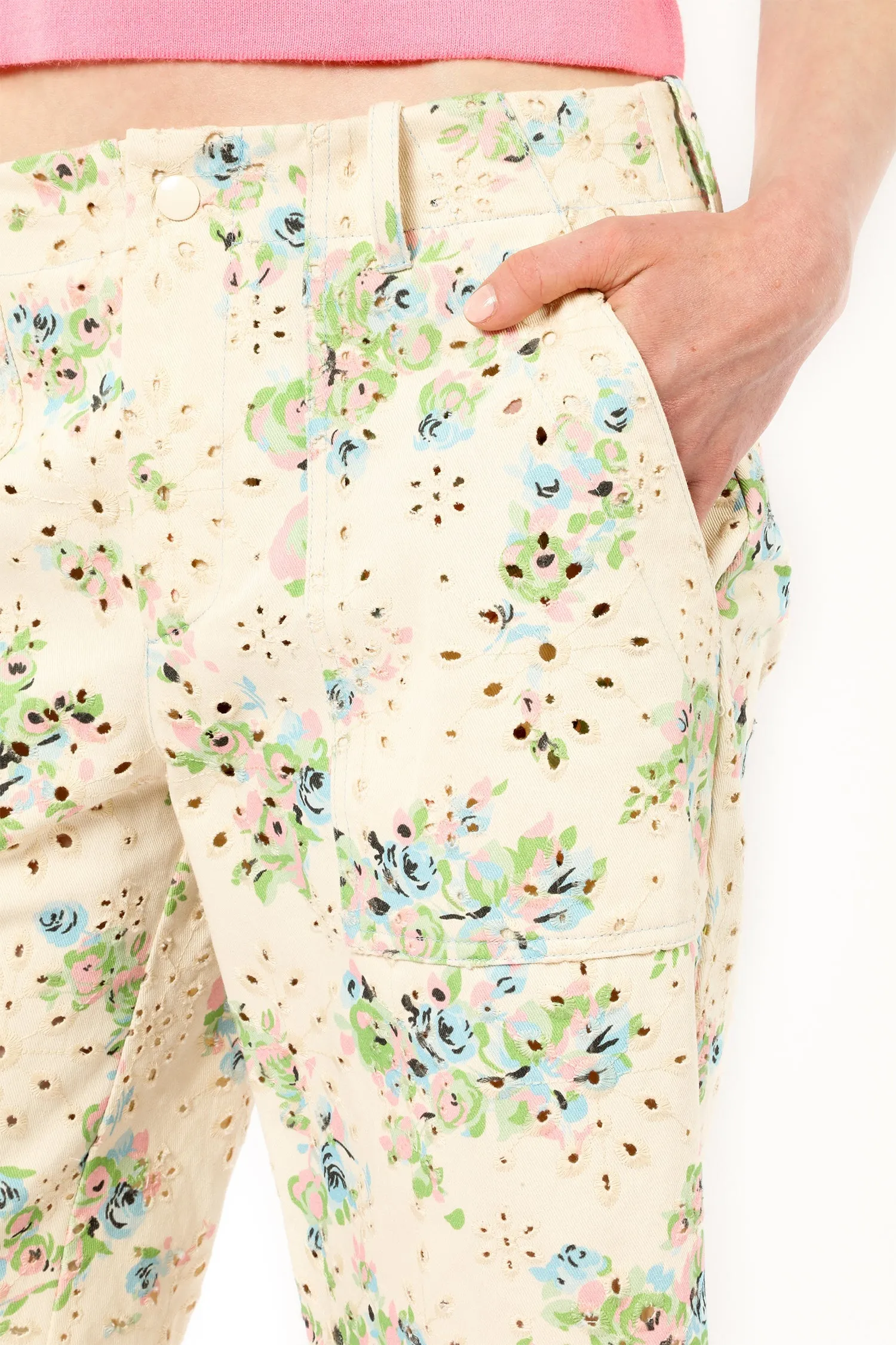 Rosies Posies Eyelet Bermuda Shorts Annasui