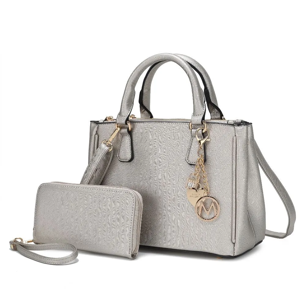 Ruth Vegan Leather Womens Satchel Bag with Wallet  2 pieces