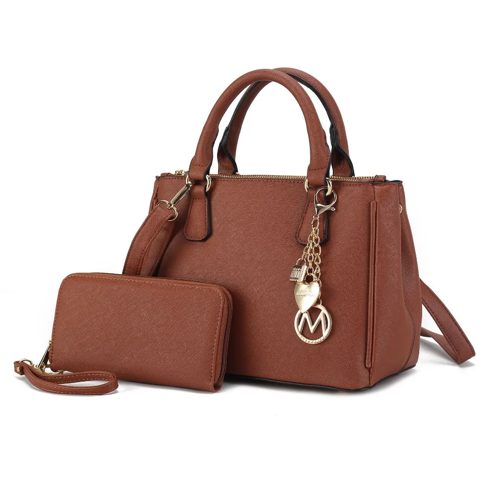 Ruth Vegan Leather Womens Satchel Bag with Wallet  2 pieces