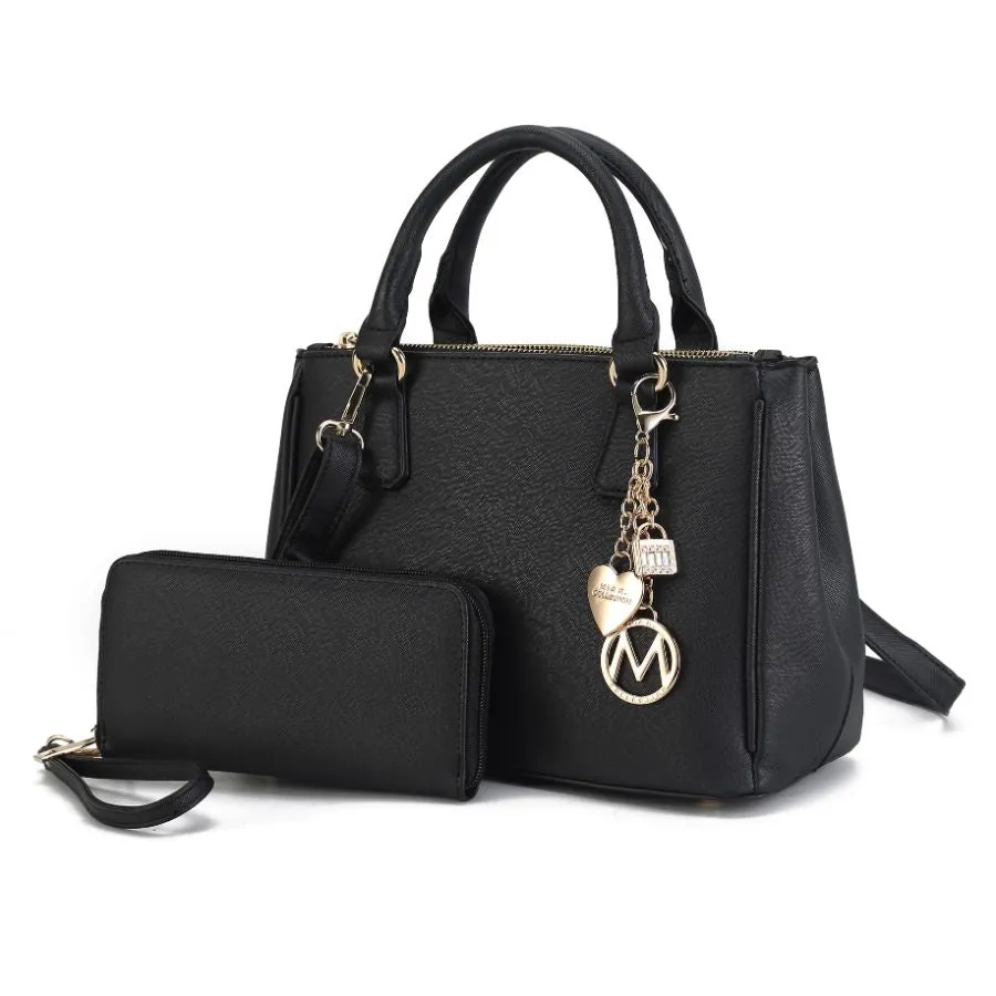 Ruth Vegan Leather Womens Satchel Bag with Wallet  2 pieces