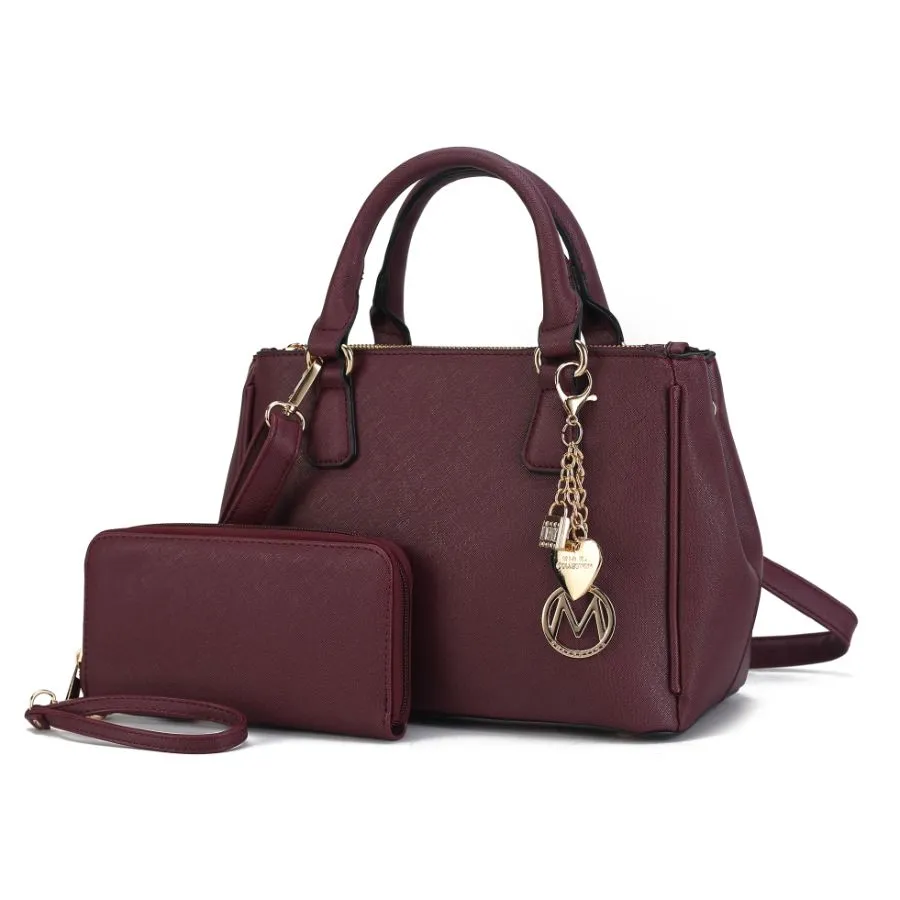 Ruth Vegan Leather Womens Satchel Bag with Wallet  2 pieces