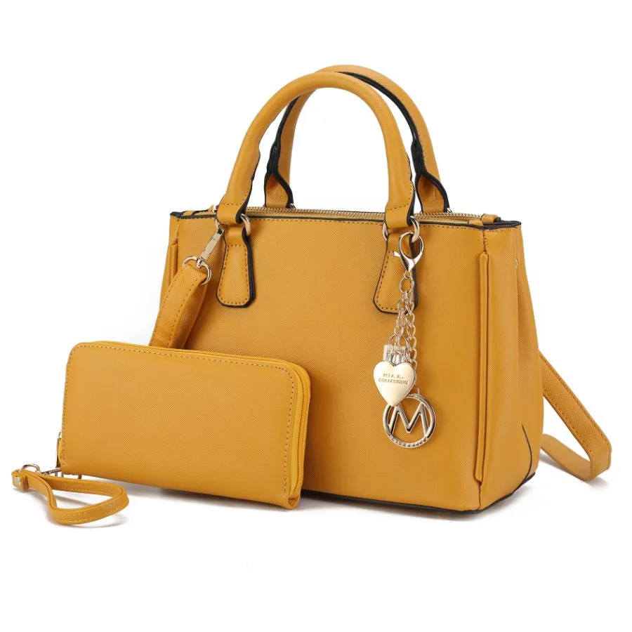 Ruth Vegan Leather Womens Satchel Bag with Wallet  2 pieces
