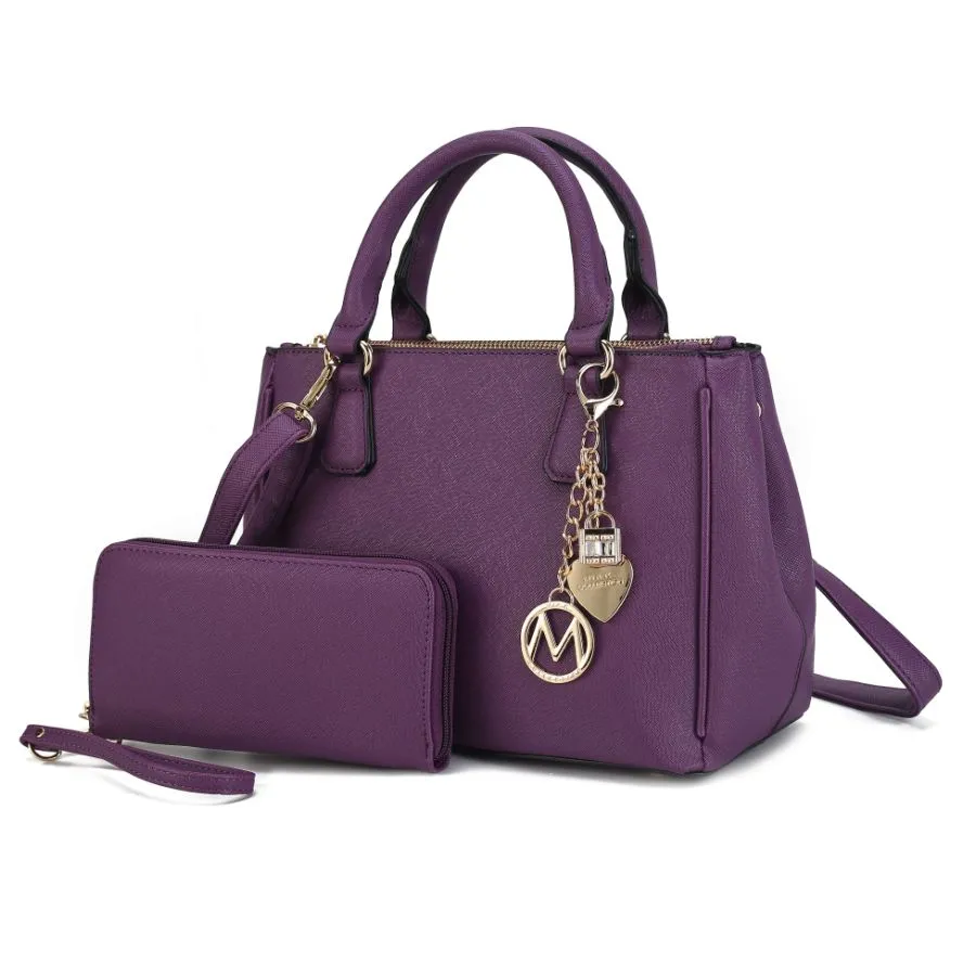 Ruth Vegan Leather Womens Satchel Bag with Wallet  2 pieces