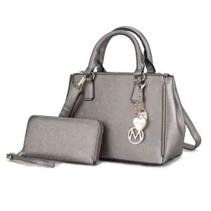 Ruth Vegan Leather Womens Satchel Bag with Wallet  2 pieces