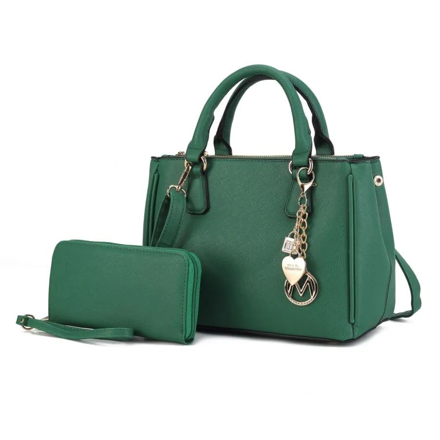 Ruth Vegan Leather Womens Satchel Bag with Wallet  2 pieces
