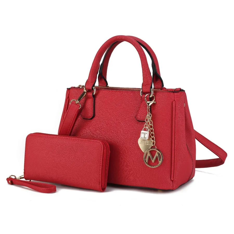 Ruth Vegan Leather Womens Satchel Bag with Wallet  2 pieces
