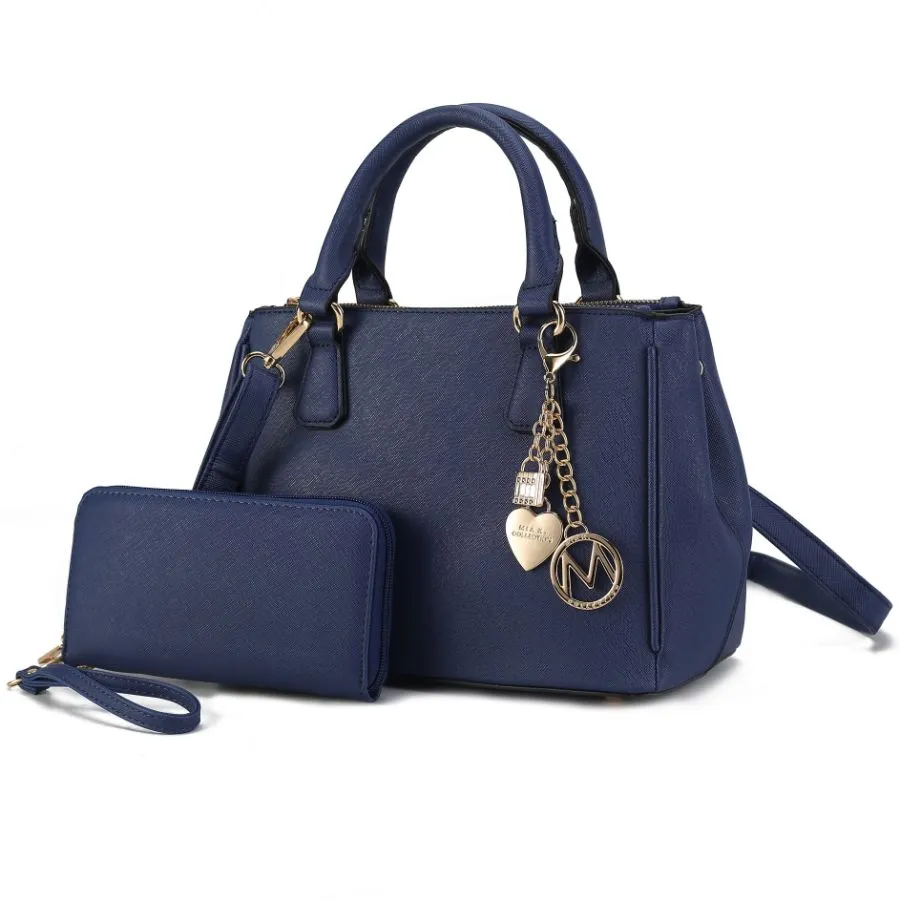 Ruth Vegan Leather Womens Satchel Bag with Wallet  2 pieces