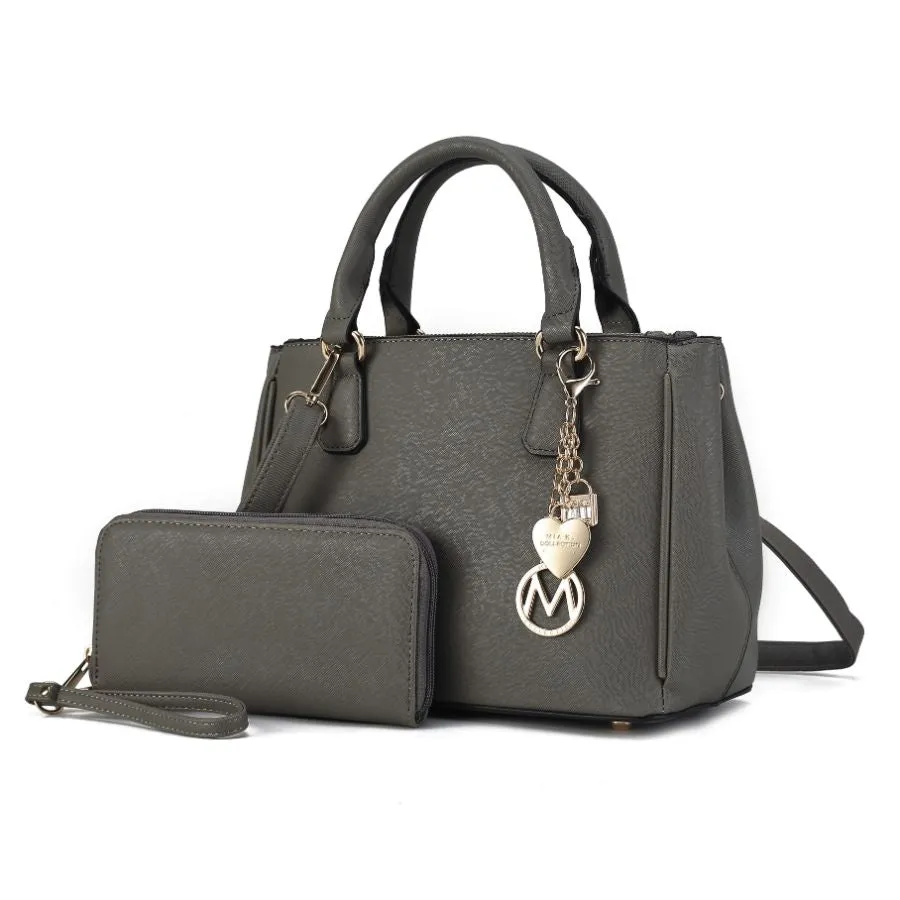 Ruth Vegan Leather Womens Satchel Bag with Wallet  2 pieces