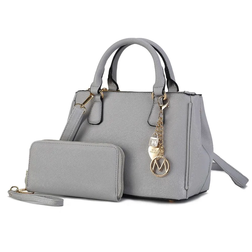 Ruth Vegan Leather Womens Satchel Bag with Wallet  2 pieces