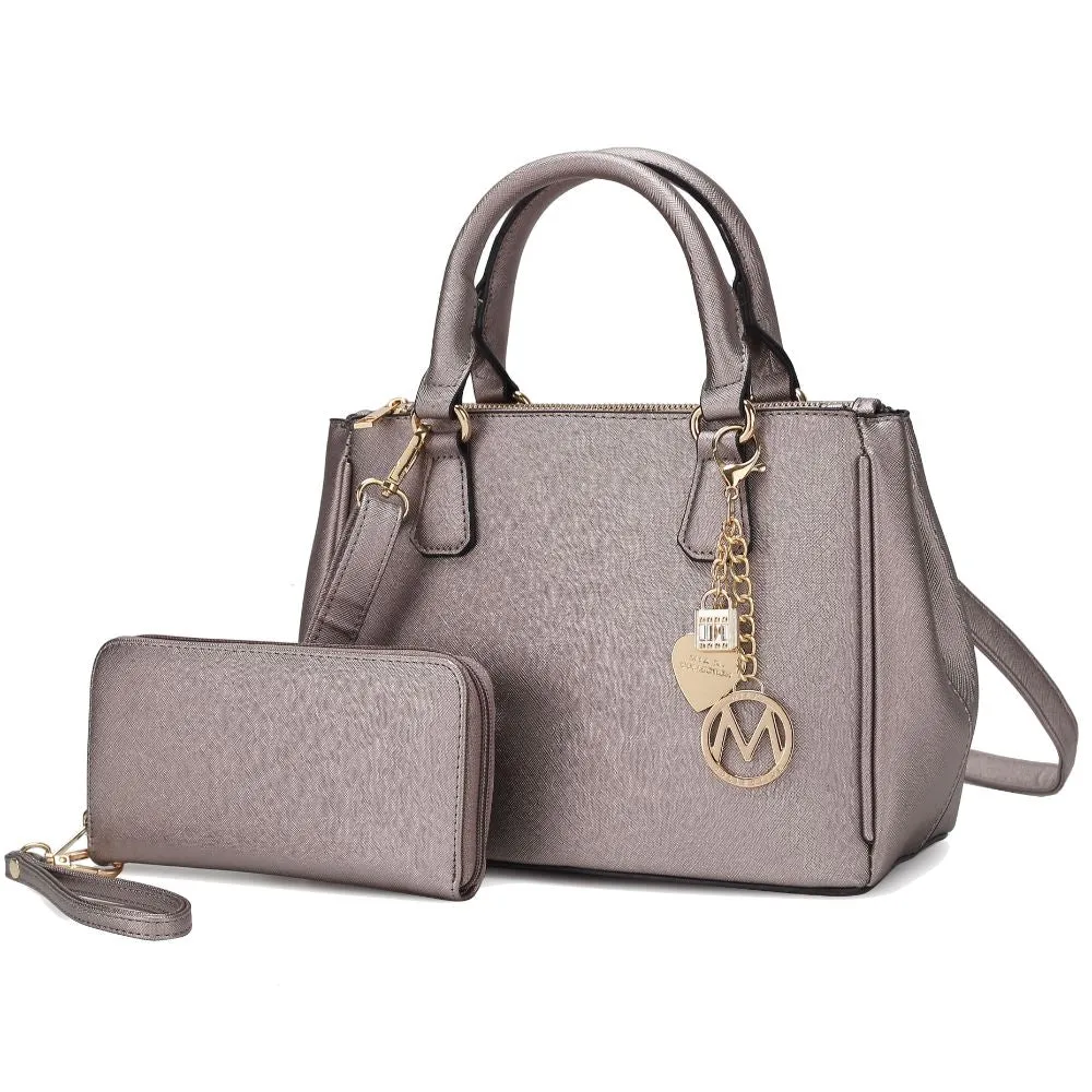 Ruth Vegan Leather Womens Satchel Bag with Wallet  2 pieces