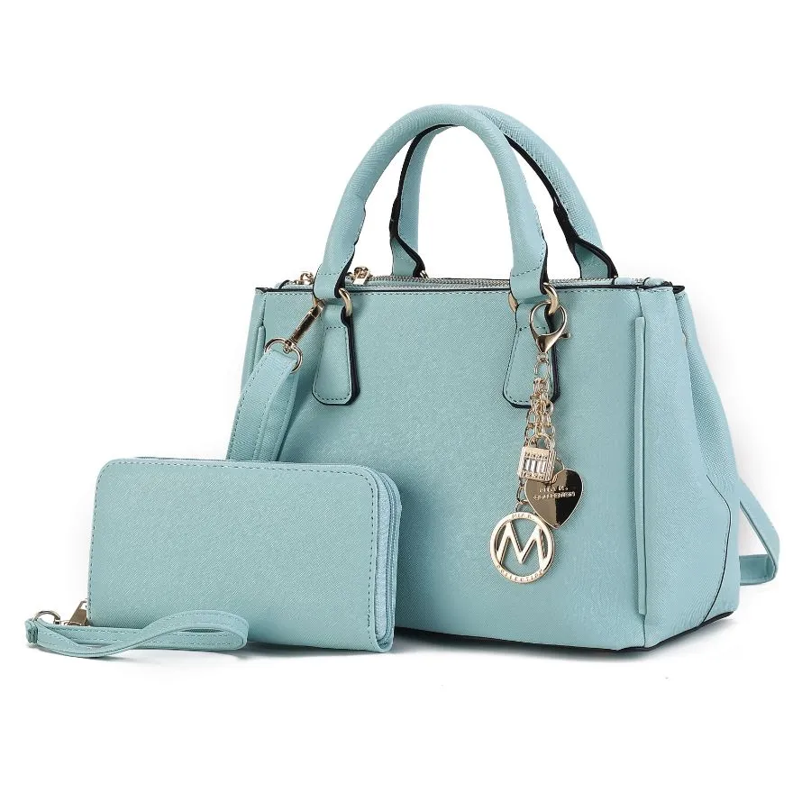 Ruth Vegan Leather Womens Satchel Bag with Wallet  2 pieces