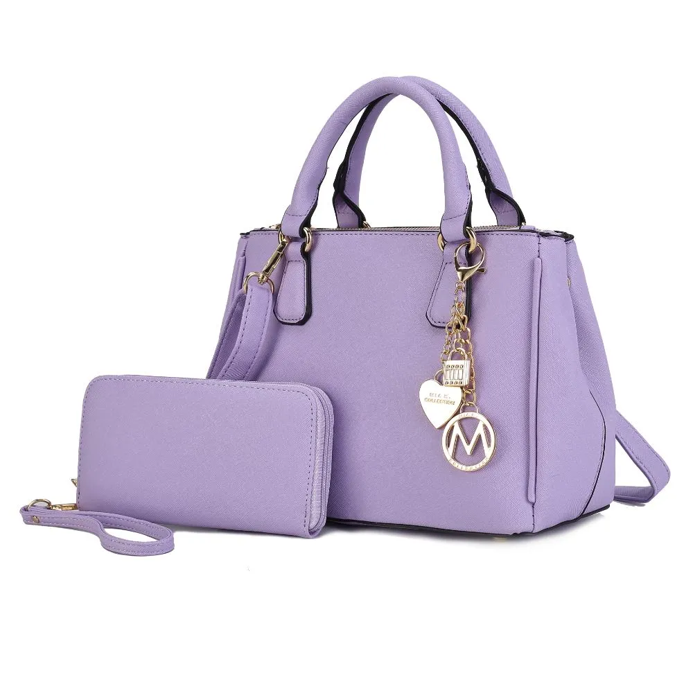 Ruth Vegan Leather Womens Satchel Bag with Wallet  2 pieces