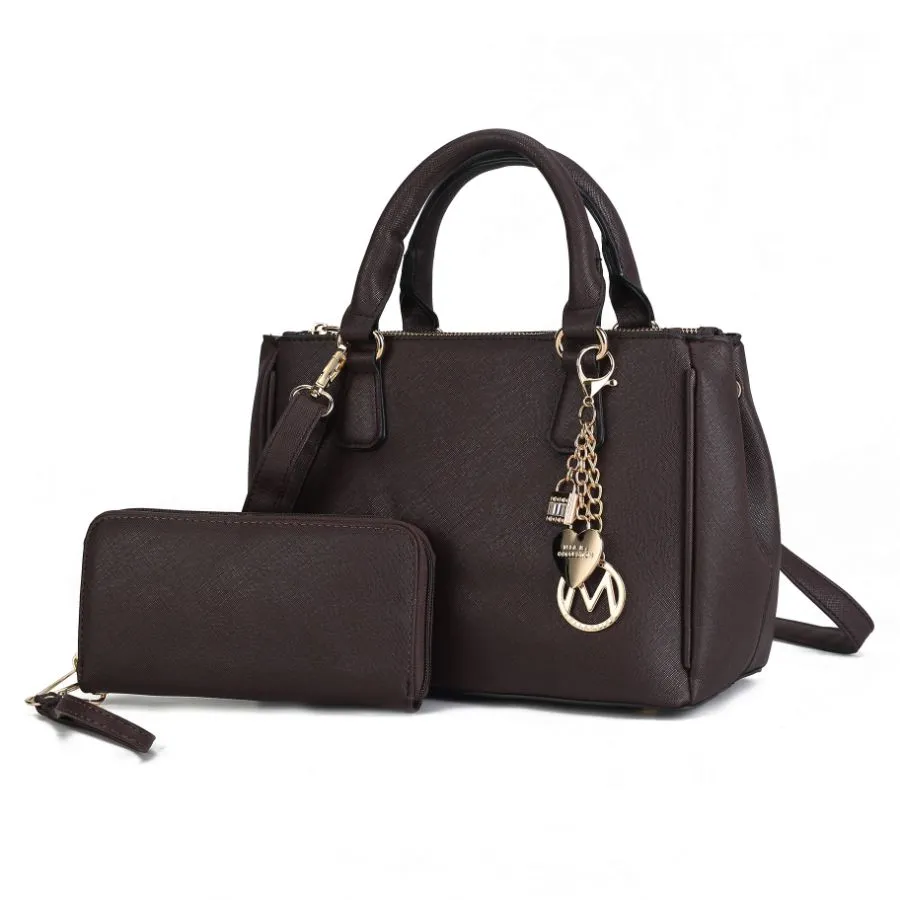 Ruth Vegan Leather Womens Satchel Bag with Wallet  2 pieces