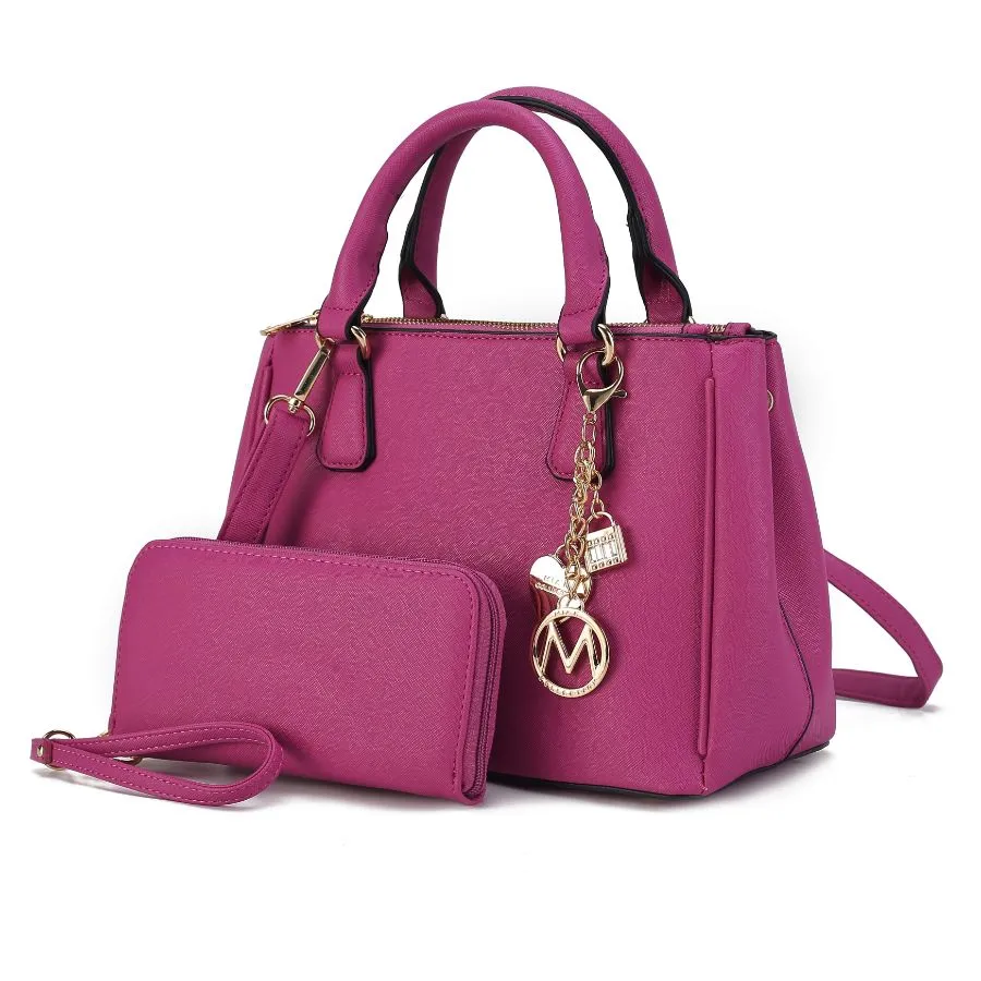 Ruth Vegan Leather Womens Satchel Bag with Wallet  2 pieces