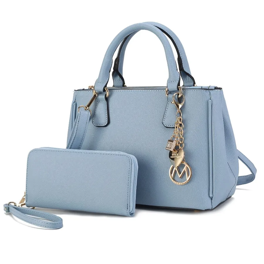 Ruth Vegan Leather Womens Satchel Bag with Wallet  2 pieces