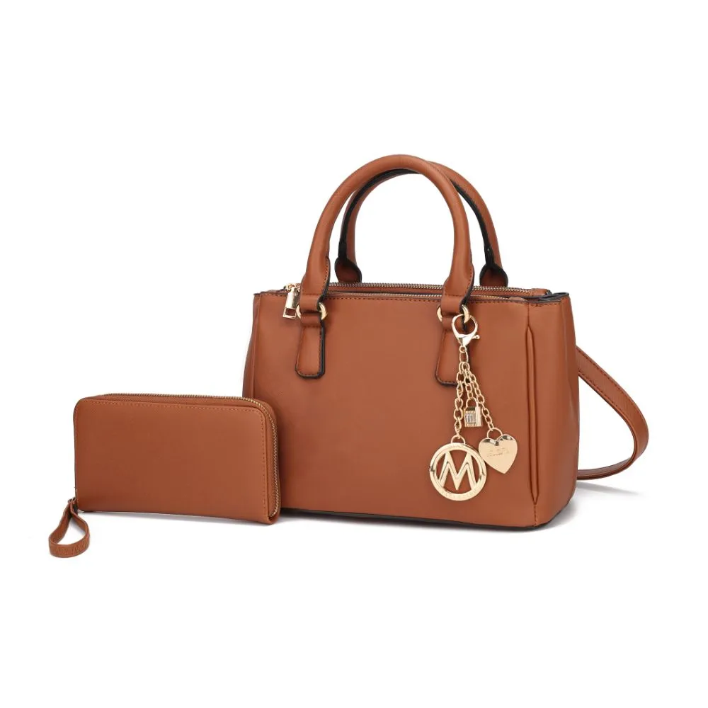 Ruth Vegan Leather Womens Satchel Bag with Wallet  2 pieces