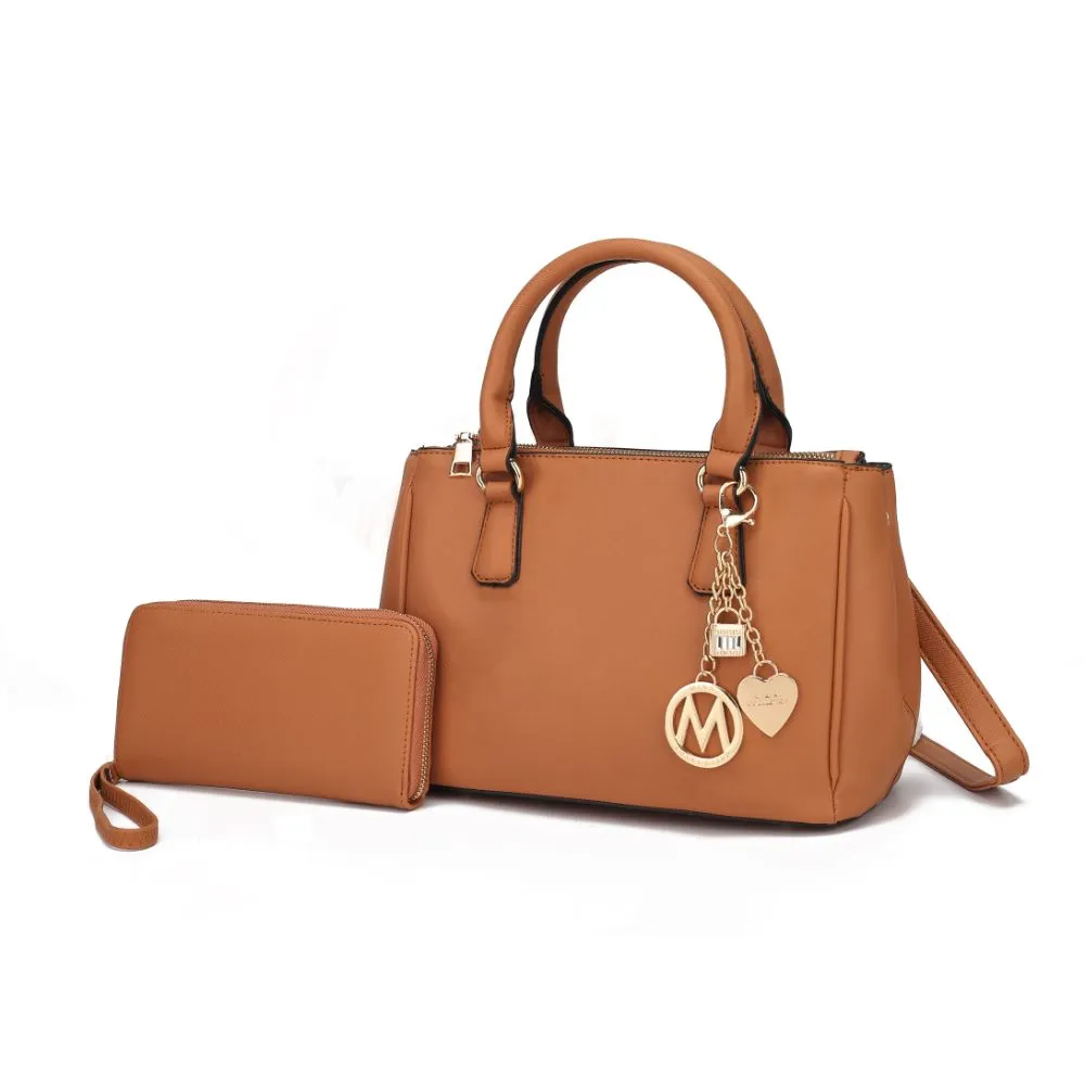 Ruth Vegan Leather Womens Satchel Bag with Wallet  2 pieces
